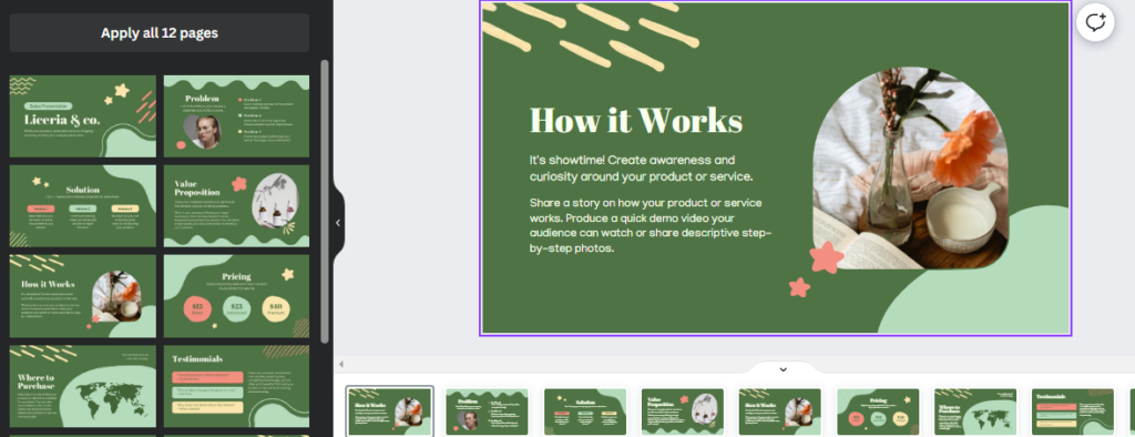 Green and Brown Delicated Presentation Canva Template PPT