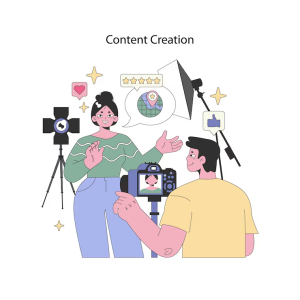 Ilustrasi konten kreator membuat konten.