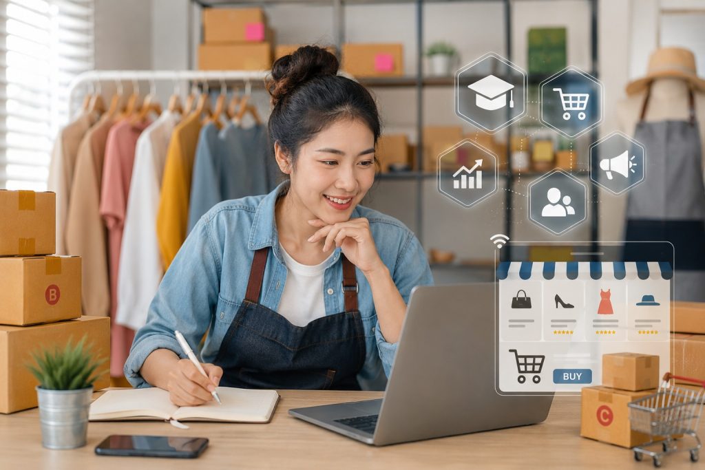 Pelaku UMKM mengikuti pelatihan digital dan mengelola marketplace untuk meningkatkan penjualan bisnis secara modern dan kompetitif